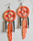 3D print Lightweight Orange New Mexico Zia Feather Dream Catcher Earrings Made in America