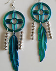 3D print Lightweight Green New Mexico Zia Feather Dream Catcher Earrings Made in America