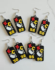 3D Print KC Chiefs Player Number Football Earrings choice of number