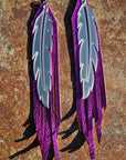 3D Printed Feather Leather Fringe Earrings Made in America