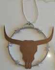 3D Print Longhorn Texas Ranch Western Barbwire Christmas Ornaments Made in America