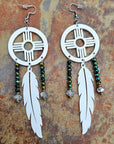 3D print Lightweight New Mexico Zia Feather Dream Catcher Earrings Made in America