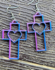 3D Print Christian Cross Faith Earrings Made in America