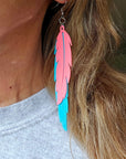 3D Print Double Feather Boho Earrings Made in America