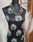 Turquoise Naja Sleeveless Bodycon Side Slit Maxi Dress