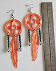3D print Lightweight Orange New Mexico Zia Feather Dream Catcher Earrings Made in America