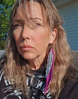 3D Printed Feather Leather Fringe Earrings Made in America