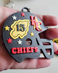 3D Print Chiefs Helmet Arrowhead Kc 15 Mahomes Kansas City 87 Kelce Football Keychain Made in America