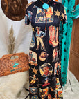 Vintage Cowboy Collage Western Dress