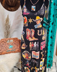 Vintage Cowboy Collage Western Sun Dress