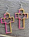 3D Print Christian Cross Faith Earrings Made in America