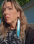 3D Printed Feather Leather Fringe Earrings Made in America