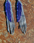 3D Printed Feather Leather Fringe Earrings Made in America