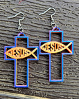 3D Print Christian Cross Faith Earrings Made in America