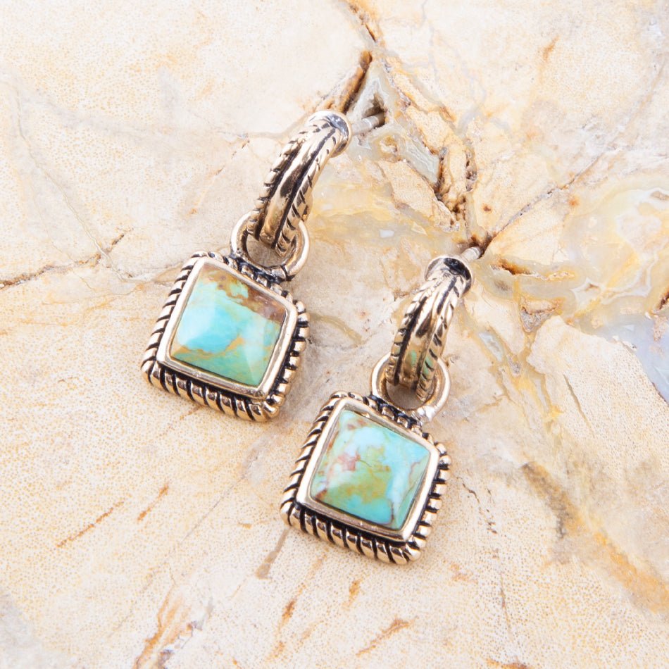 Roped Around Turquoise and Bronze Earrings