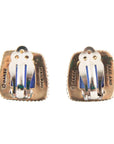 Roped Blue Lapis Golden Clip Earrings