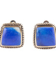 Roped Blue Lapis Golden Clip Earrings