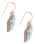 Roped Blue Turquoise Golden Dangle Earrings
