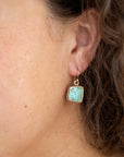 Roped Blue Turquoise Golden Dangle Earrings