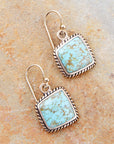 Roped Blue Turquoise Golden Dangle Earrings