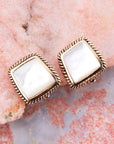 Roped Mother of Pearl Golden Clip Earrings