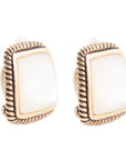 Roped Mother of Pearl Golden Clip Earrings