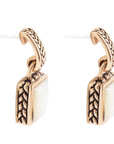Roped White Mother of Pearl Golden Post Earrings