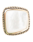 Roped White Mother of Pearl and Golden Statement Ring