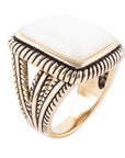Roped White Mother of Pearl and Golden Statement Ring