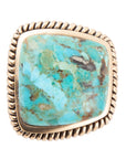 Roped Square Blue Turquoise Golden Statement Ring