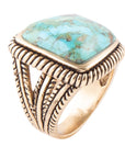 Roped Square Blue Turquoise Golden Statement Ring