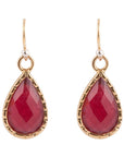 Roped Teardrop Ruby Quartz Earrings