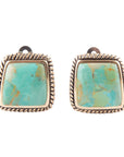 Roped Blue Turquoise Golden Clip Earrings