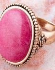 Rosie Pink Rhodonite and Golden Bronze Ring