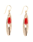 Rustic Orange Carnelian Golden Drop Earrings