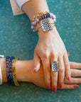 Santorini Cobalt Blue and White Golden Cuff Bracelet