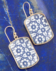 Santorini Cobalt Blue and White Golden Earrings