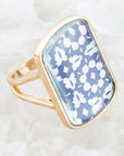 Santorini Cobalt Blue and White Golden Ring