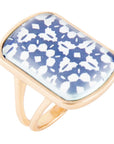 Santorini Cobalt Blue and White Golden Ring