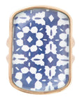 Santorini Cobalt Blue and White Golden Ring
