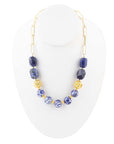 Santorini Cobalt Blue Lapis Chunky Golden Necklace