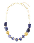 Santorini Cobalt Blue Lapis Chunky Golden Necklace