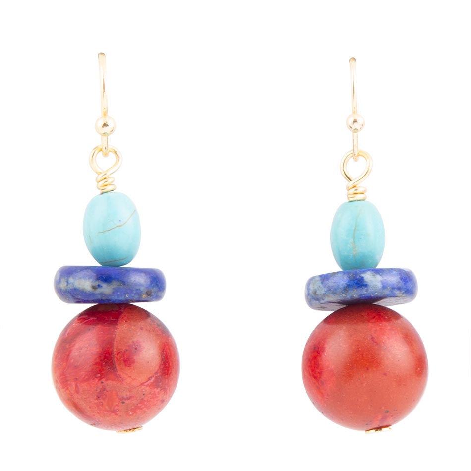 Scardale Multi Stone Colorful Golden Drop Earrings