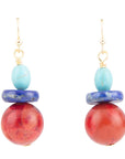 Scardale Multi Stone Colorful Golden Drop Earrings