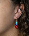 Scardale Multi Stone Colorful Golden Drop Earrings