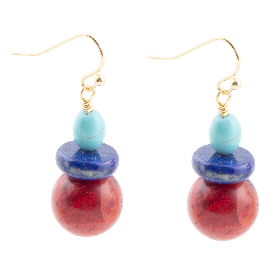 Scardale Multi Stone Colorful Golden Drop Earrings