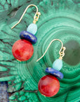 Scardale Multi Stone Colorful Golden Drop Earrings