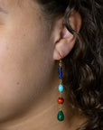 Scardale Multi Stone Colorful Golden Drop Earrings