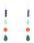Scardale Multi Stone Colorful Golden Drop Earrings