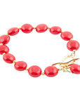 Scardale Red Shell Pearl Golden Toggle Bracelet